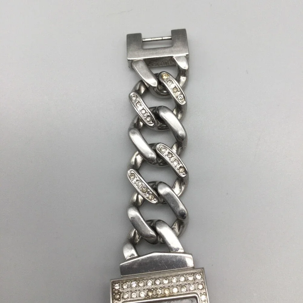 Michael Kors Womens Watch 20mm Black Dial Silver Tone Crystals New Battery 6.75
